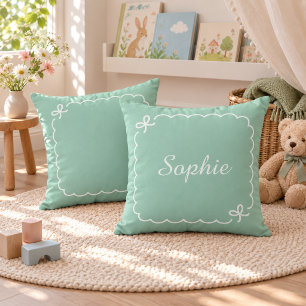 Personalisierter Name mit gewelltem Bogen neutrale Kissen