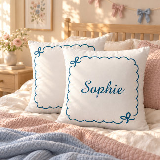 Personalisierter Name mit gewelltem Bogen neutrale Kissen