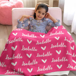 Personalisierter Name mit heißen rosa Noten Fleecedecke