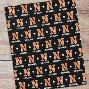 Personalisierter Name Mit Monogramm Star Orange Bl Fleecedecke
