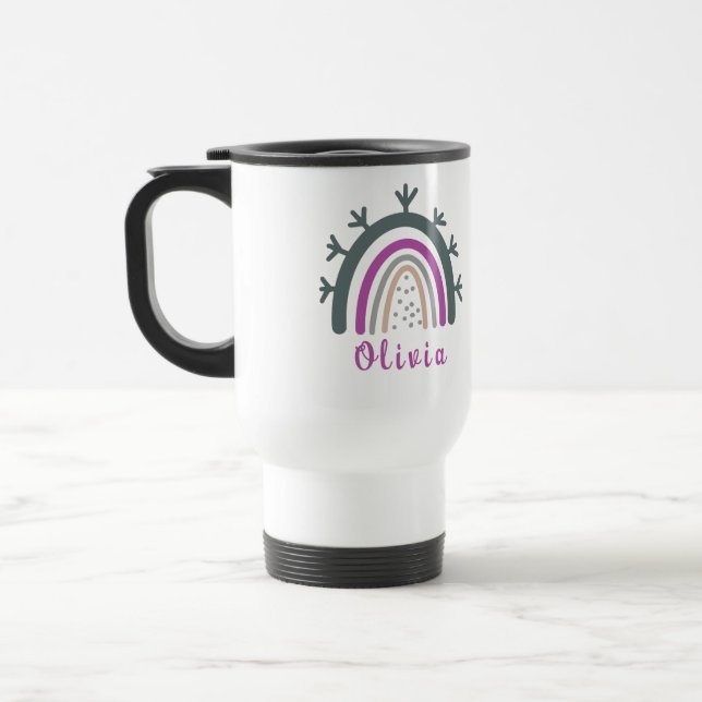 Personalisierter Name mit Niedlichem Boho Rainbow Reisebecher (Links)