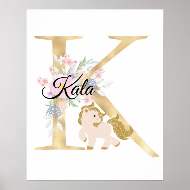 Personalisierter Name mit Pony in K-Initiale Poster (Vorne)