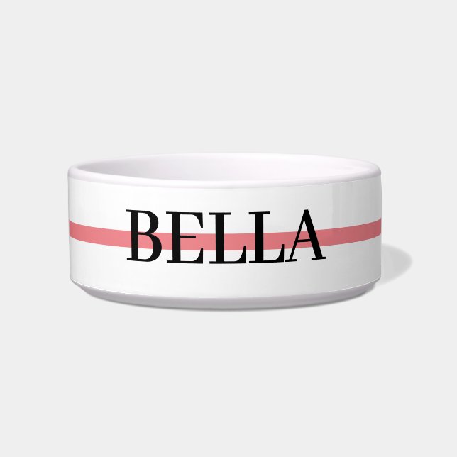 Personalisierter Name mit rosa Paw Bowl Napf (Vorderseite)