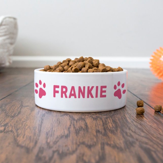 Personalisierter Name mit rosa Paw-Druckern Napf (Von Creator hochgeladen)