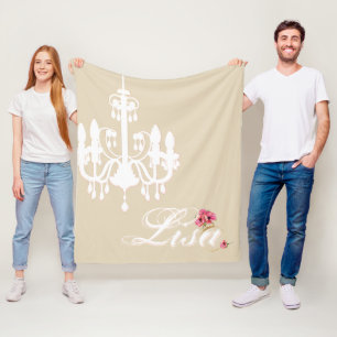 Personalisierter Name mit rosa und weißem Kronleu Fleecedecke