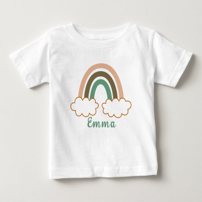 Personalisierter Name mit Trendy Boho Rainbow Baby T-shirt (Vorderseite)