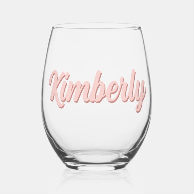 Personalisierter Name modern und elegant Weinglas Ohne Stiel (Vorderseite)