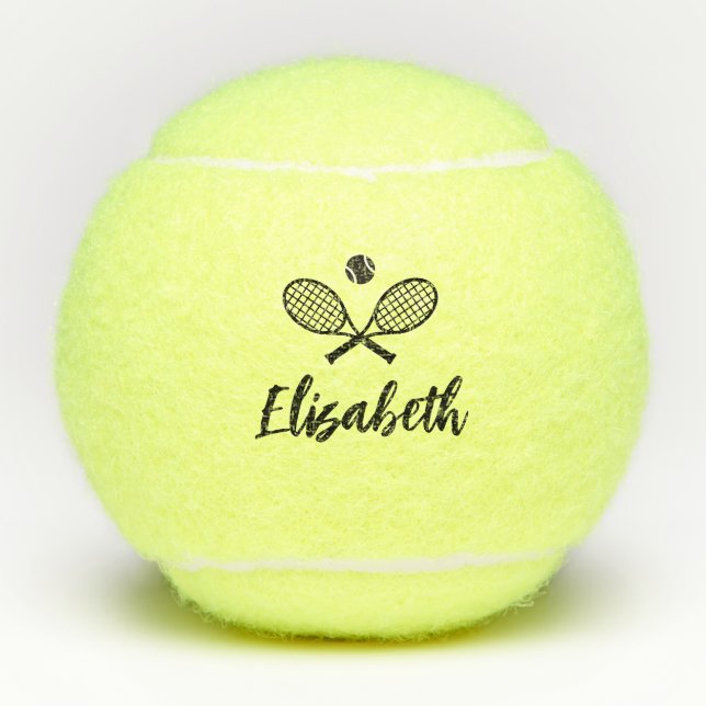 Personalisierter Name Moderne Handschrift Tennisbälle (Vorderseite)