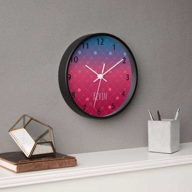 Personalisierter Name Moderne moderne, trendige Wa Uhr (Büro)