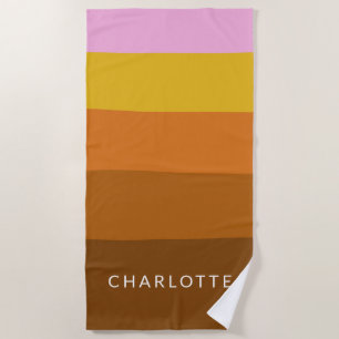 Personalisierter Name Moderne Streifen farbenfrohe Strandtuch