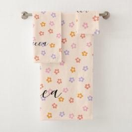 Personalisierter Name Modernes, farbiges Daisy-Mus Badhandtuch Set