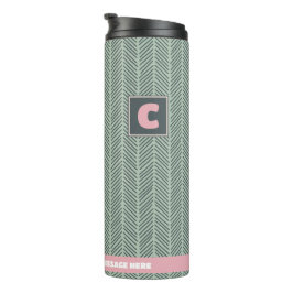 Personalisierter Name Modernes Grün/Rosa Muster Thermosbecher