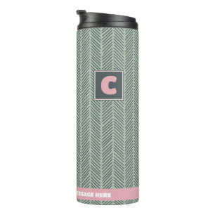 Personalisierter Name Modernes Grün/Rosa Muster Thermosbecher
