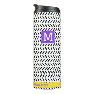 Personalisierter Name Modernes Schwarz & Weiß Whim Thermosbecher