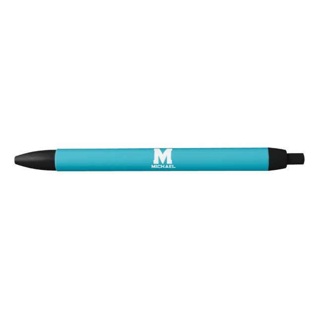 Personalisierter Name Monogram Blue Logo Kugelschreiber (Vorderseite)