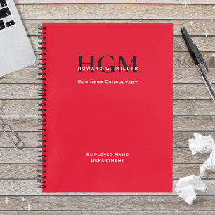 Personalisierter Name Monogram Logo Rot Schwarz Notizbuch