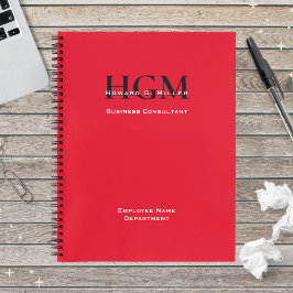 Personalisierter Name Monogram Logo Rot Schwarz Notizbuch