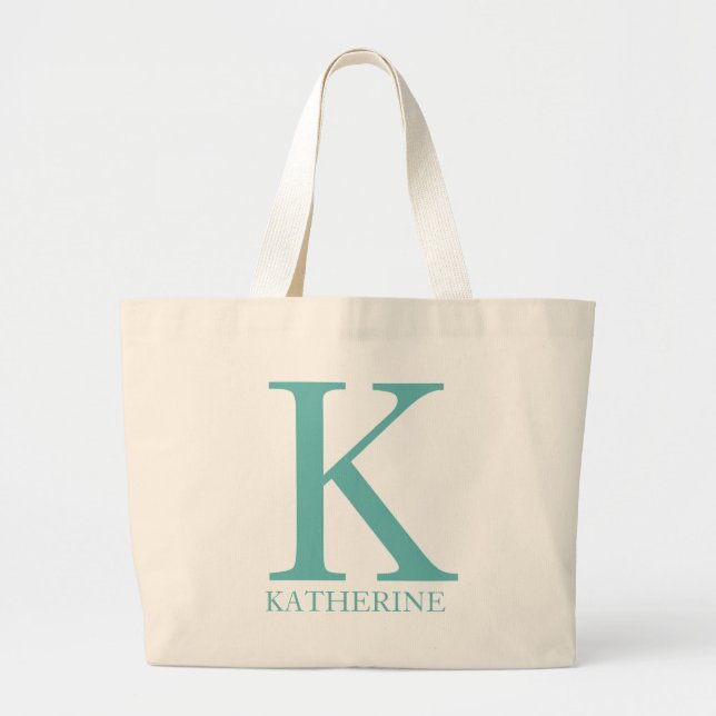 Personalisierter Name Monogramm Anfangsbuchstabe  Jumbo Stoffbeutel (Vorne)