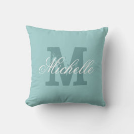 Personalisierter Name Monogramm aquamarines Blauki Kissen