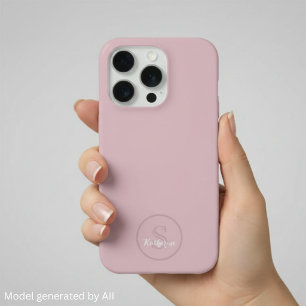 Personalisierter Name Monogramm Dusty Rose iPhone 15 Pro Hülle