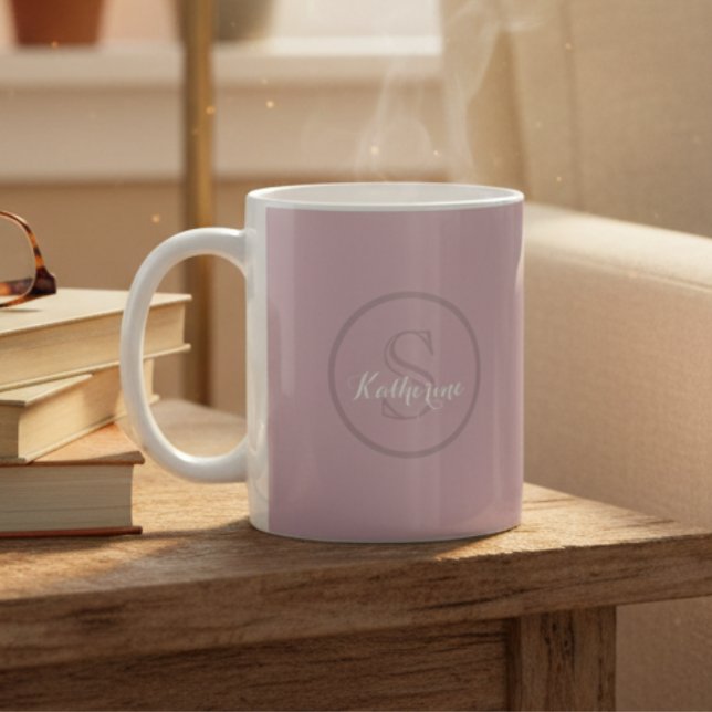 Personalisierter Name Monogramm Dusty Rose Kaffeetasse (Von Creator hochgeladen)