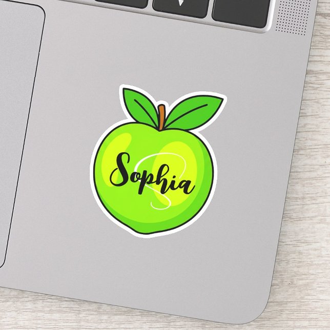 Personalisierter Name & Monogramm | Grüne Limette  Aufkleber (custom unique teacher appreciation gift)