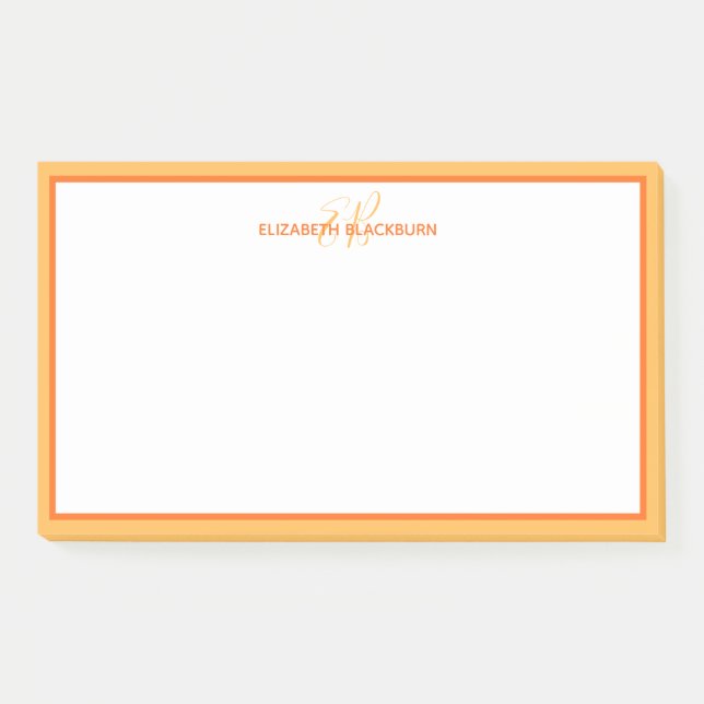 Personalisierter Name Monogramm Initialen Orange Post-it Klebezettel (Vorderseite)