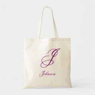 Personalisierter Name Monogramm Lavendel lila Tragetasche