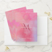 Personalisierter Name + Monogramm Rosa Wasserfarbe