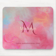 Personalisierter Name + Monogramm Rosa Wasserfarbe
