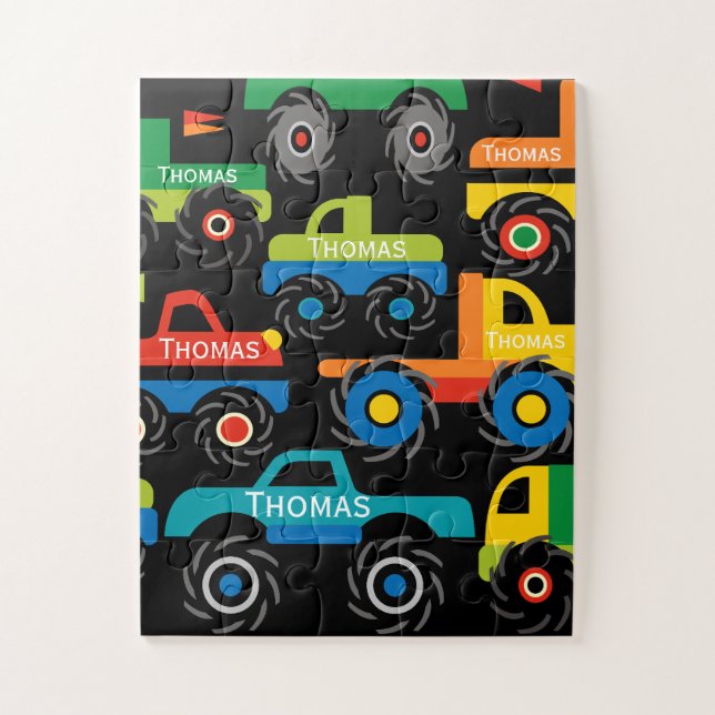 Personalisierter Name Monsters Trucks Geschenke fü (Vertikal)