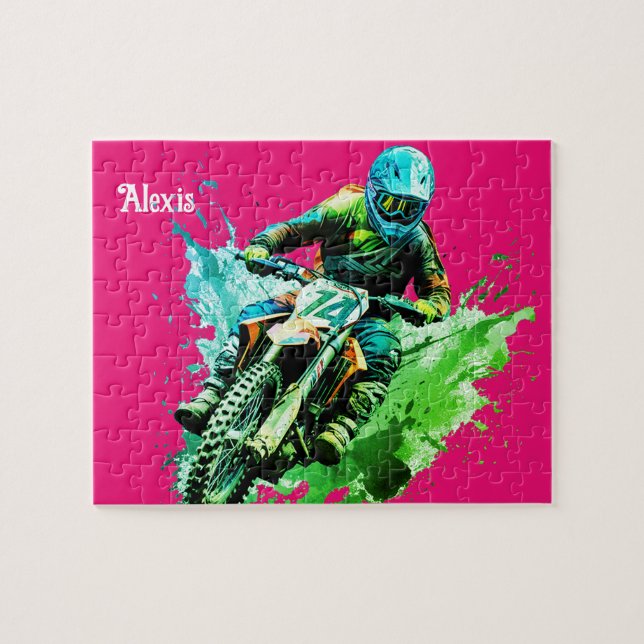 Personalisierter Name Motocross Puzzle (Horizontal)