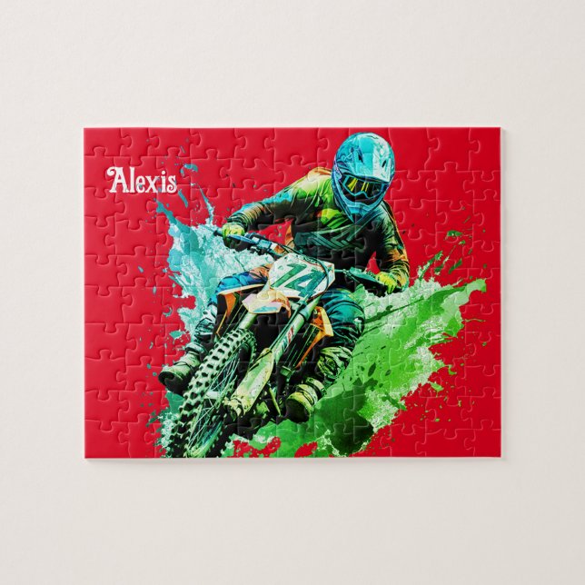 Personalisierter Name Motocross Puzzle (Horizontal)