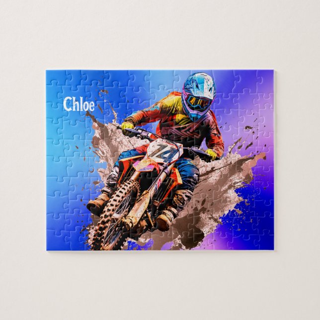 Personalisierter Name Motocross Puzzle (Horizontal)