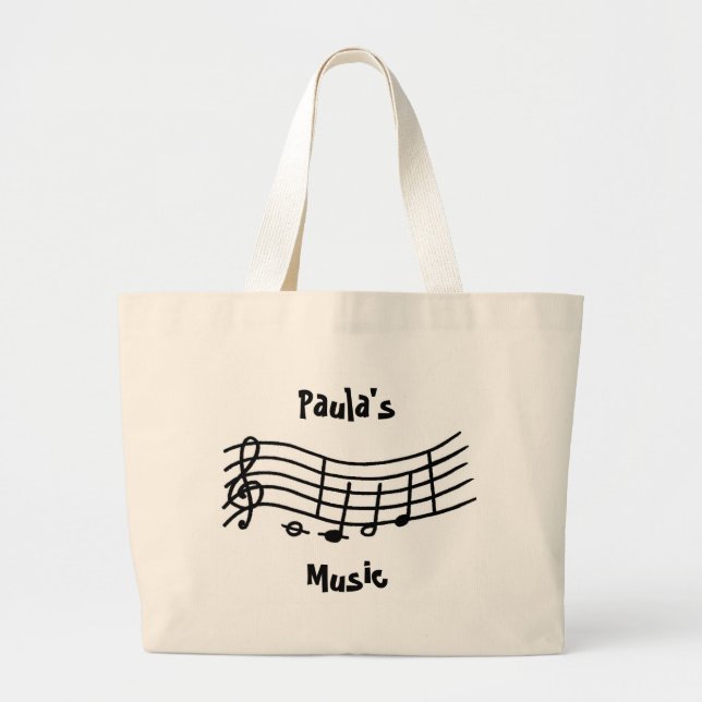 Personalisierter Name, Musiknoten in großem Maßsta Jumbo Stoffbeutel (Vorne)