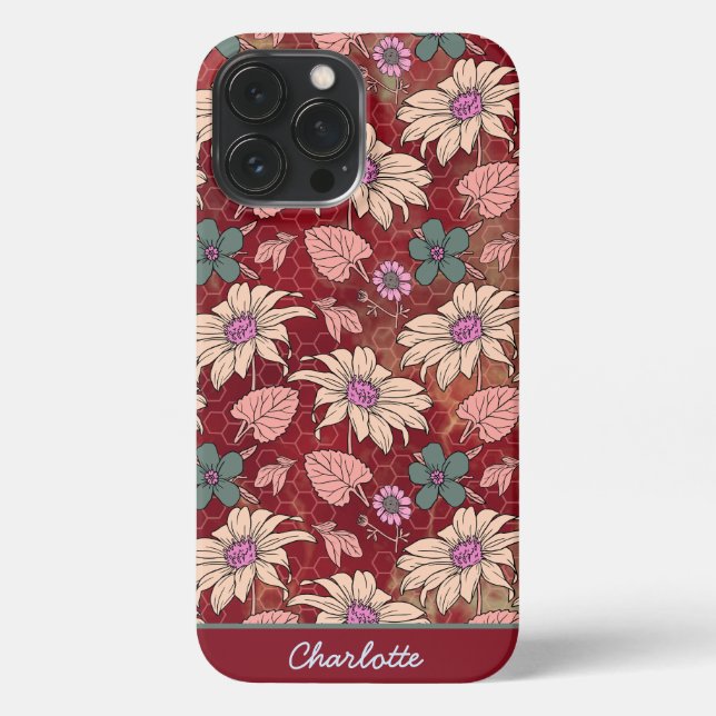 Personalisierter Name - nahtloses Muster iPhone 13 Pro Max Hülle (Rückseite)