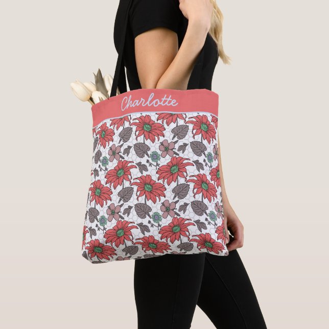 Personalisierter Name nahtloses Muster rosa Tasche (Von Nahem)