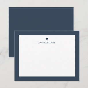 Personalisierter Name Navy Blau Herz Mitteilungskarte