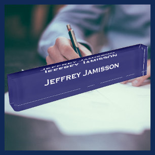Personalisierter Name Navy Blue und Weiß Acrylic Namensplakette