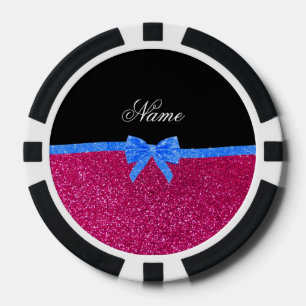 Personalisierter Name Nebel heiß rosa Glitzer blau Pokerchips
