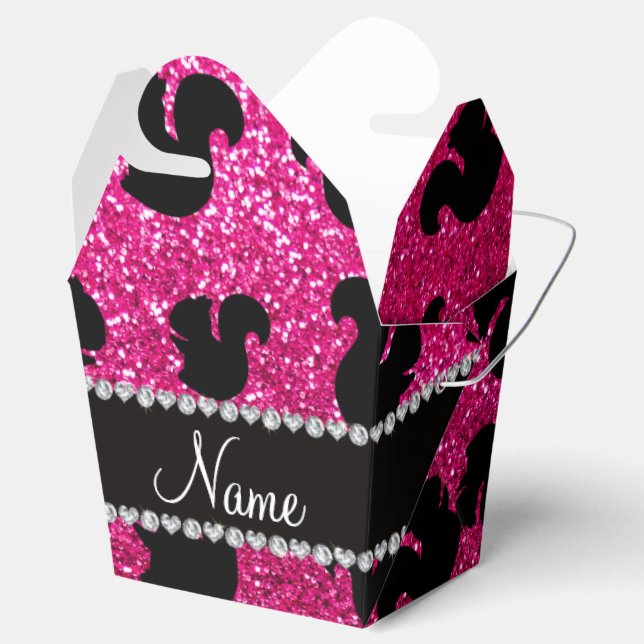 Personalisierter Name Nebel Hot Rosa Glitzer Eichh Geschenkschachtel (Geöffnet)