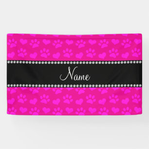 Personalisierter Name Neon heißen rosa Herzen und  Banner