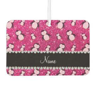 Personalisierter Name Neon Hot Pink Glitzer Pingui Autolufterfrischer