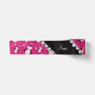 Personalisierter Name Neon Hot Pink Glitzer Pingui Satinband