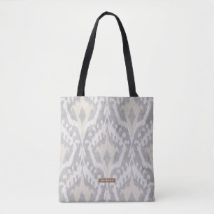 Personalisierter Name neutraler Ikat-Muster-Brautj Tasche