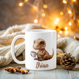 Personalisierter Name Niedlich Dinosaurier Kaffeetasse