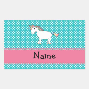 Personalisierter Name niedlich Einhorn Rechteckiger Aufkleber
