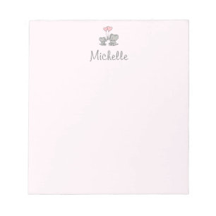 Personalisierter Name Niedlich Elephant Mama & Bab Notizblock