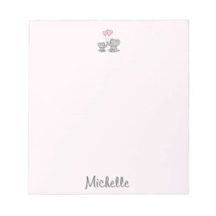 Personalisierter Name Niedlich Elephant Mama & Bab Notizblock