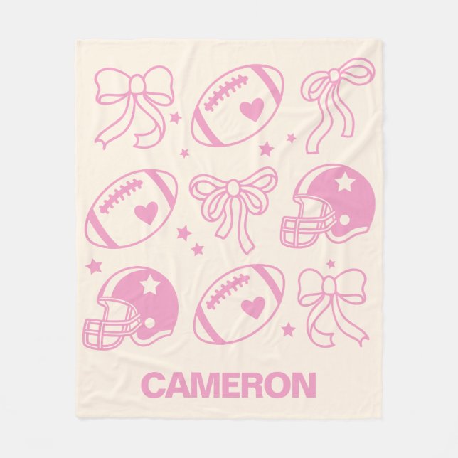 Personalisierter Name Niedlich Football Coquette B Fleecedecke (Vorderseite)